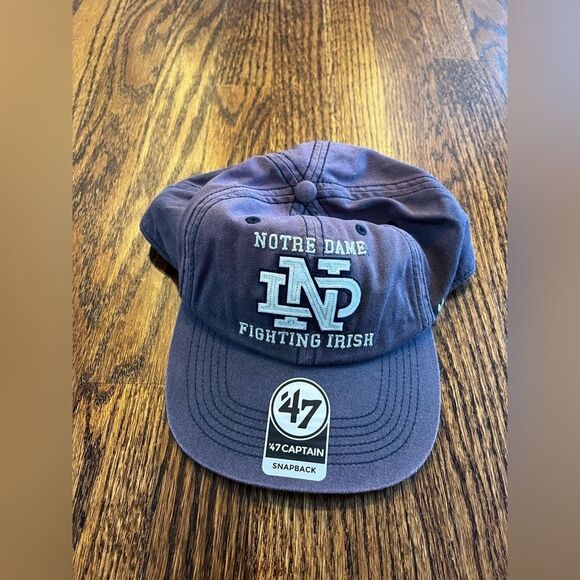 47 Brand Captain Notre Dame Irish Snapback Hat Cap Distressed Double Play - Picture 2 of 3